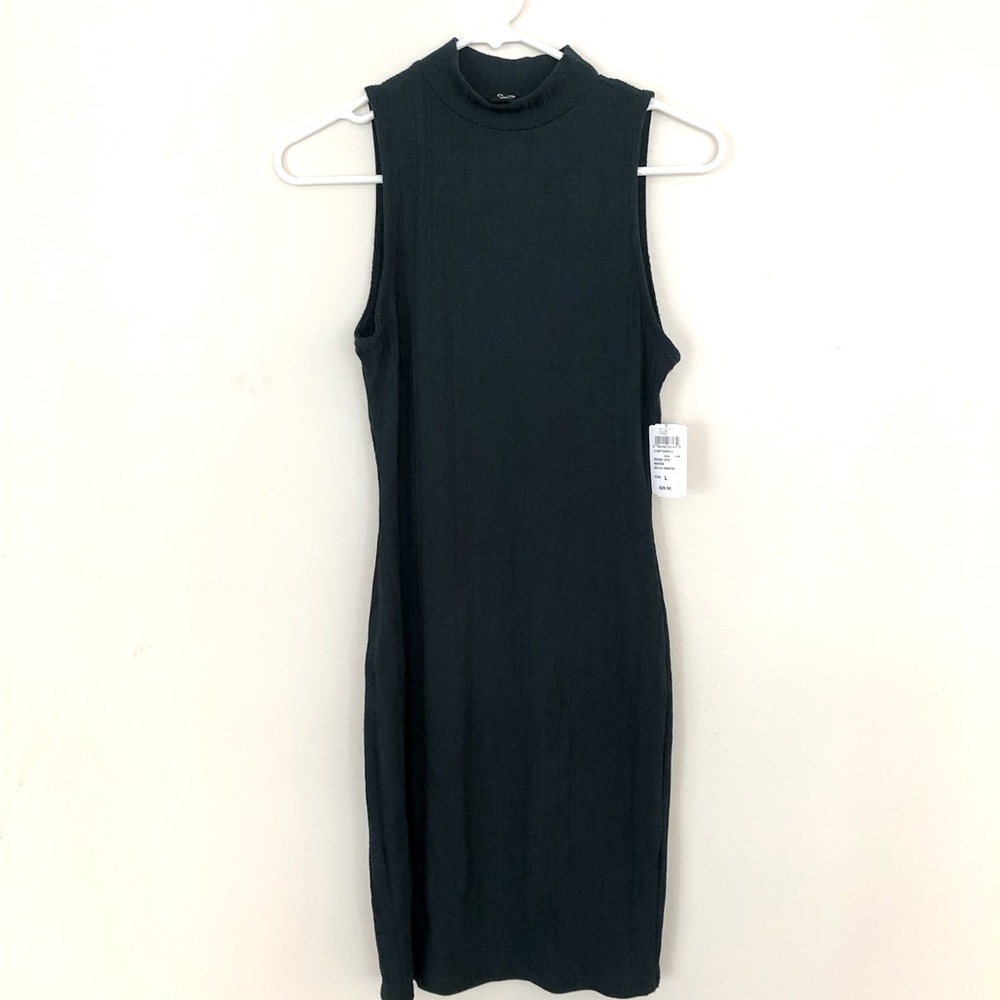Green mock turtle neck dress